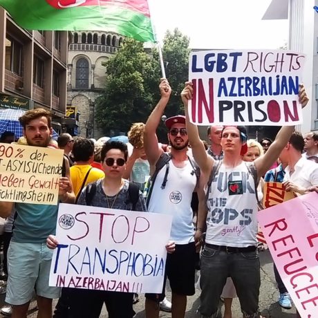 Protest against the LGBTI-situation in Azerbaijan during Pride in Germany.
