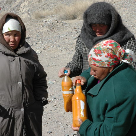 Damer på landsbygda i Kirgisistan.