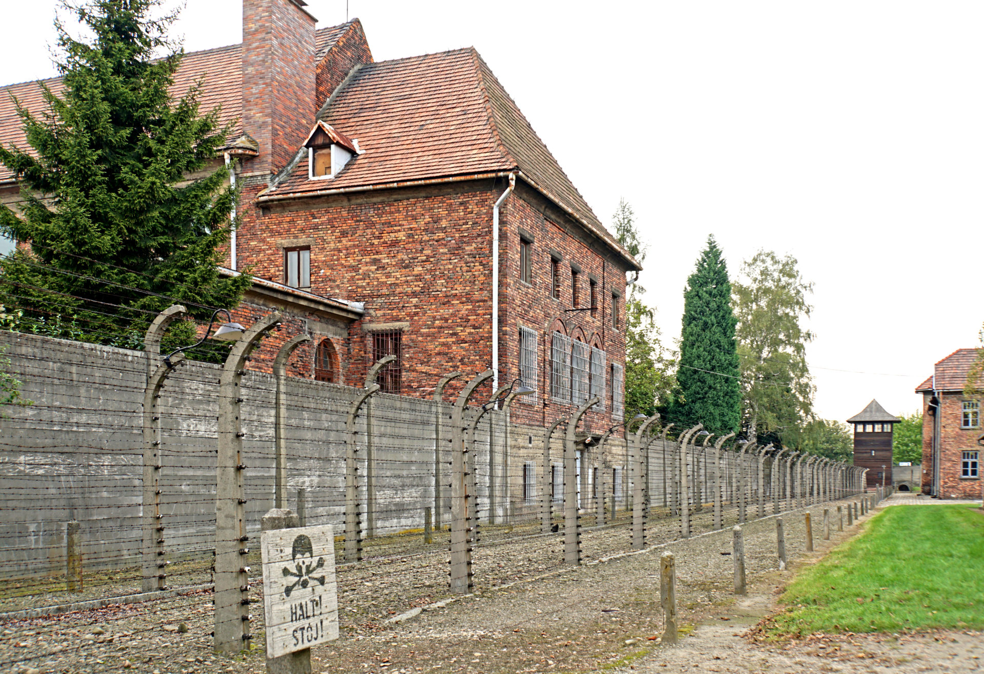 Bygning i den tidligere konsentrasjonsleiren Auschwitz, Polen.